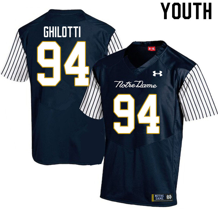 Youth NCAA Notre Dame Fighting Irish #94 Giovanni Ghilotti Stitched College Under Armour Authentic Navy Alternate Football Jersey YT10C54GP